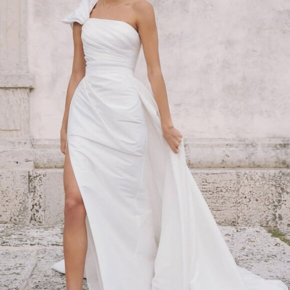 Jenny Yoo Isla Gown with Overskirt Size 10 NEW Taffeta - Picture 14 of 16